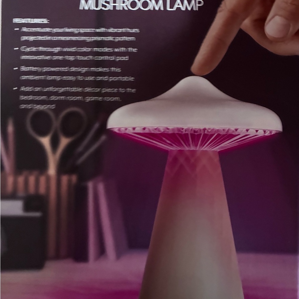 Mushroom Lamp with Pink Glow